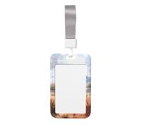 Porte-cartes en polycarbonate transparent avec lanière verticale pour carte d'identité pour bureau, école, motif girafe africaine