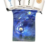 Porte-cartes en tissu pour tarot oracle, étui vintage sorcières avec design agréable pour Halloween lecture bijoux maquillage