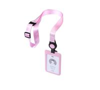 Porte-cartes, enrouleur et tour de cou ajustable et recyclé rose