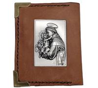 PORTE-CARTES ET DOCUMENTS - SAINT FRANÇOIS D'ASSISE, SAINT JOSEPH, SAINT ANTONY, NOTRE-DAME DE LOURDES, MÉDAILLE MIRACULEUSE AVEC PRIÈRE - EN CUIR VÉRITABLE - COUSU À LA MAIN