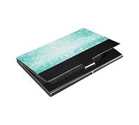 Porte-cartes fin en cuir synthétique et acier inoxydable avec confettis et paillettes vert sarcelle, turquoise, menthe, diamants