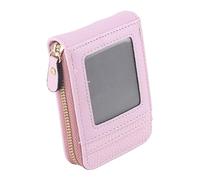 Porte-cartes, grande capacité, sac d'organisation de cartes en polyuréthane, mini portable et portable à la mode avec fermeture éclair pour femmes, Mauve clair