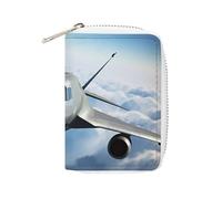 Porte-cartes imprimé avion volant en cuir tendance, porte-cartes de grande capacité, petit et pratique, facile à mettre dans les poches, sacs à main, sacs à dos, etc. Répond à vos besoins de rangement