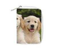 Porte-cartes imprimé Golden Retriever Puppies en cuir tendance, porte-cartes de grande capacité, petit et pratique, facile à mettre dans les poches, sacs à main, sacs à dos, etc. Répond à vos besoins