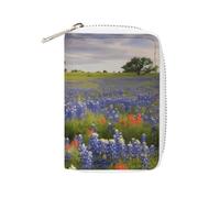 Porte-cartes imprimé paysage Texas Bluebonnets, grande capacité, petit et pratique, facile à mettre dans les poches, sacs à main, sacs à dos, etc. Répond à vos besoins de rangement pratiques