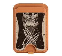 Porte-cartes magnétique avec motif tête de mort rose pour iPhone 16 15 14 13 Pro Max, multicolore