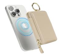 Ｈａｖａｙａ Porte-Cartes Magnétique Compatible avec Magsafe Portefeuilles 7 Fentes avec Porte clé zippé pour iPhone 16/15/14/13/12 série pour Magsafe Wallet - Blanc cassé