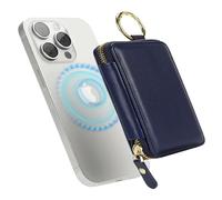Ｈａｖａｙａ Porte-Cartes Magnétique Compatible avec Magsafe Portefeuilles 7 Fentes avec Porte clé zippé pour iPhone 16/15/14/13/12 série pour Magsafe Wallet - Bleu