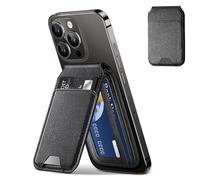 Porte-Cartes Magnétique (HaloLock),Compatible avec MagSafe, avec Support Réglable,pour iPhone Série 15/14/13/12,Non iPhone 13/12 Mini,[3 Emplacements Cartes] 3 Porte-Cartes,Cuir Végan,Noir