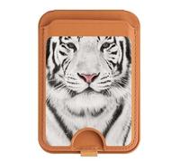 Porte-cartes magnétique pour iPhone 16 15 14 13 Pro Max Motif tigre blanc, multicolore