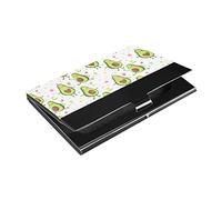 Porte-cartes mignon drôle vert marron avocats dansant avec fleurs sur cuir synthétique blanc et acier inoxydable porte-cartes de visite, porte-cartes de crédit, portefeuille fin unisexe pour cartes de
