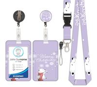 Porte-cartes ours flocon de Noël, porte-badge, cordon détachable avec clip rétractable, utilisable pour les cartes de visite, les cartes de porte, les cartes d'identité, etc.