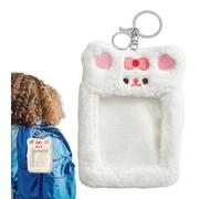 Porte-cartes photo en peluche mignon | Étui de protection pour cartes de bus, porte-clés, porte-monnaie, porte-badges nominatifs - 14,9 x 9,7 cm - Porte-clé porte-monnaie pour femme