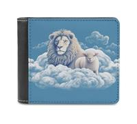 Porte-cartes portable, agneau avec un lion sur les nuages, portefeuille multifonction imprimé, portefeuille de voyage simple, portefeuille unisexe, noir, taille unique, contemporain, Noir , Taille
