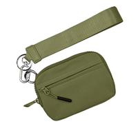 Porte-cartes porte-clés - Portefeuille pour cartes de crédit, étui en nylon étanche avec fermeture éclair, porte-monnaie compact pour femme avec dragonne pour un accès facile à l'argent, Vert, Refer