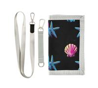Porte-cartes pour enfants avec lanière et coquilles bleues