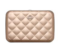 Porte-cartes pour femme, en aluminium rigide effet matelassé, protection RFID contre la fraude et la démagnétisation, Portefeuille compact, modèle Lady Case HELSINKI (Aluminium Rose Gold)
