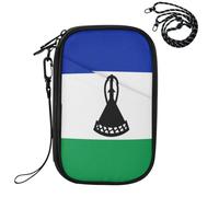 Porte-cartes pour passeport avec drapeau national du Lesotho | Organiseur de documents de voyage ultra fin avec fente pour carte de vaccination pour femme
