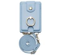 Porte-cartes pour téléphone portable, étui de téléphone à coller, multifonction, étanche, 2 emplacements pour cartes, support et cordon amovible, s'adapte à tous les smartphones, bleu, Refer to
