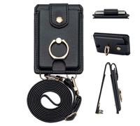 Porte-cartes pour téléphone portable - Support portefeuille pour téléphone, multifonction, étanche, 2 emplacements pour cartes, porte-cartes avec support et cordon amovible, s'adapte à les