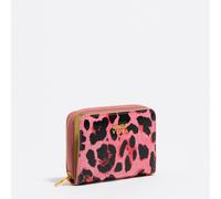 Porte-cartes rabat texturé pailleté Leopard fraise UN