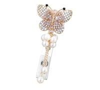 Porte-cartes réglable en forme de papillon avec strass - Clip sécurisé pour lieux de travail - Accessoires de bureau professionnels - Porte-nom extensible pour bureau