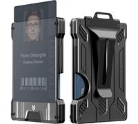 Porte-cartes RFID pour 6 cartes et porte-carte d'identité avec clip Black