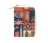 Porte-cartes tendance en cuir imprimé symboles de l'Angleterre, porte-cartes de grande capacité, petit et pratique, facile à mettre dans les poches, sacs à main, sacs à dos, etc. Répond à vos besoins