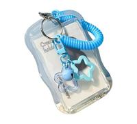 Porte-cartes transparent avec cordon à ressort résistant à l'eau pour cartes de crédit Business Bus Star Sleeve, bleu