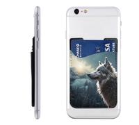 Porte-cartes Wolf at Night pour étui de téléphone, étui de téléphone en cuir PU, autocollant, pour carte d'identité, carte de crédit, convient à l'arrière de la plupart des smartphones
