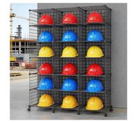 Porte-casque empilable en maille, design anti-basculement au sol, peut supporter jusqu'à 10 kg, idéal pour l'organisation du casque de sécurité sur les chantiers de construction