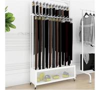 Porte-Ceinture Autoportant sur roulettes - Présentoir à Cravate, Cadre en Fer Commercial Étagère D’Affichage Portable De sous-vêtements De sous-vêtements à C, White, 70x30x156cm