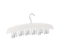 Porte-Ceinture, Lot de 2, Armoire, Dressing, 12 Crochets rotatifs à 360°, Bois, 17,5 x 43 x 5,5 cm, Blanc/argenté