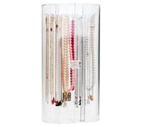 Porte-chaînes en acrylique avec 24 crochets, organisateur de colliers transparent, étanche à la poussière, pivotant, support de rangement pour bijoux, vitrine