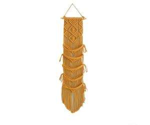 Porte-Chapeaux en Macramé Boho - Organisateur Mural pour Casquettes de Baseball en pour coton pour tressé - Support Décoratif Orange 80x20cm(5175-1)