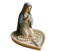 Porte-chapelet de la Vierge Marie - Statue de Notre Dame de Grâce, souvenir de la Vierge Marie - Présentoir à bijoux de table pour collier et bagues, cadeaux catholiques pour maman, petite amie