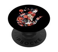 Porte-Chat à Motif Floral Japonais Chat Origami Kawaii PopSockets PopGrip Adhésif