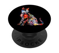 Porte-Chat à Motif Floral Japonais Chat Origami Kawaii PopSockets PopGrip Adhésif