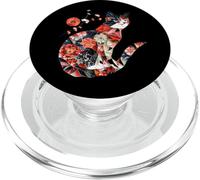 Porte-Chat à Motif Floral Japonais Chat Origami Kawaii PopSockets PopGrip pour MagSafe
