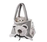 Porte-chat en forme d'ours - Sac à bandoulière léger en toile, adorable design portable avec maille respirante et boucle de sécurité pour des voyages confortables | Voyage Visite chez le vétérinaire S