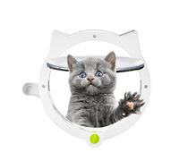 porte Chatière automatique en plastique magnétique pour chat avec 4 modes de verrouillage résistant aux intempéries pour porte intérieure extérieure (Blanc)