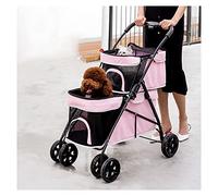 Porte-chats et poussettes double couche Chariot pour chien Poussette de voyage à 4 roues Poussette pliable pour animaux de compagnie pour chats Chiens Landau Support pour chien à absorption des choc