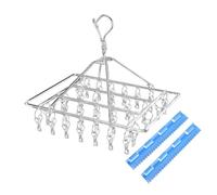 Porte-chaussettes coupe-vent en acier inoxydable avec 30 pinces à linge et 2 clips en plastique pour les chaussettes, la suspension des sous-vêtements, le séchoir pour la maison et l’organisateur du d