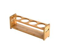 Porte-chaussure en verre à vin - 34x8cm / 13,39x3,15 pouces | Rack d'organisateur en bois à double couche plateau en verre à vin à 4 trous, étagère à épices et organisateur de stockage d'assaisonnemen