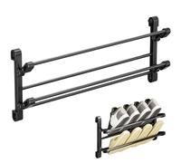 Porte-chaussures à chaussures murales à 2 niveaux pliable porte-chaussures galvanisés pour les chaussures pour le mur sans punch sans punch, organisateur de chaussures 20x10x5 pouces pour le couloir