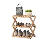 Porte-Chaussures Pliable en Bambou Pour Entryway - Présentoir De Support De Chaussure Étagère De Rangement, 50cm Installation Gratuite, 3 Couches 50x25x47cm (20x10x19inch)
