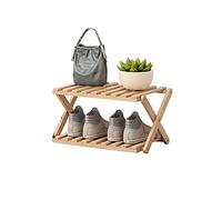 Porte-chaussures Pour Entryway,Pliable Bambou Présentoir De Support De Chaussure Étagère De Rangement,50cm Installation Gratuite Porte-chaussures Meuble A Chaussure-2 couches 50x25x23cm(20x10x9inch)