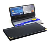 Porte Chéquier - Cuir - Noir - 2 emplacements cartes - 1 emplacement chéquier