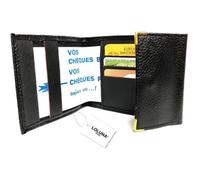 Porte chéquier long pliant talon gauche + étui carte RFID avec carte bancaire compact en cuir robuste LOLUNA® (Noir)