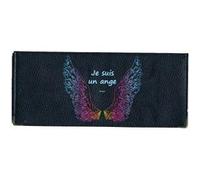 Porte chéquier long portefeuille noir porte carte motif Je suis un ange Noir G